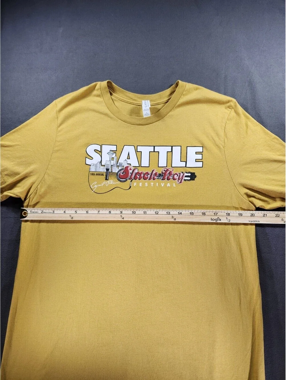 Bella+Canvas Seattle Slack Key Festival Graphic Tee Yellow Men’s L Crew Neck 091